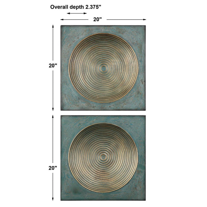 Sybil - Squares (Set of 2) - Antique Gold