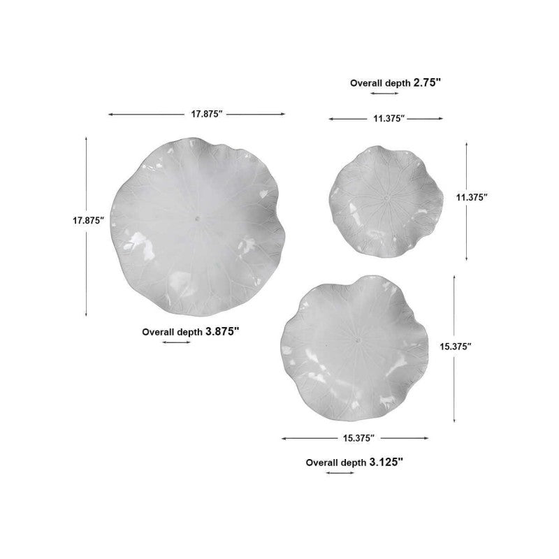 Abella - Ceramic Wall Decor (Set of 3) - White