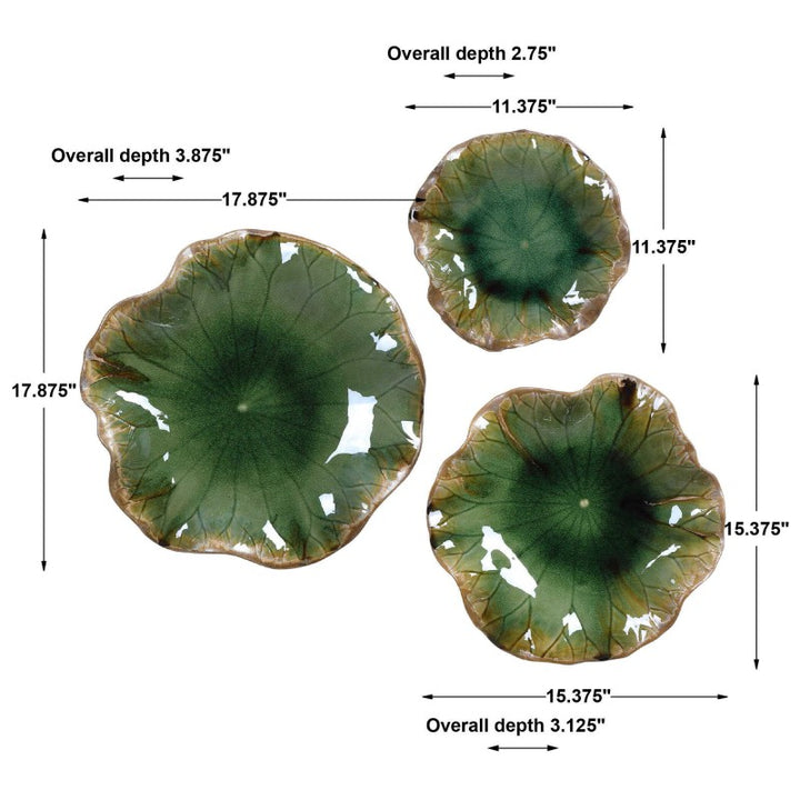 Abella - Ceramic Wall Decor (Set of 3) - Green