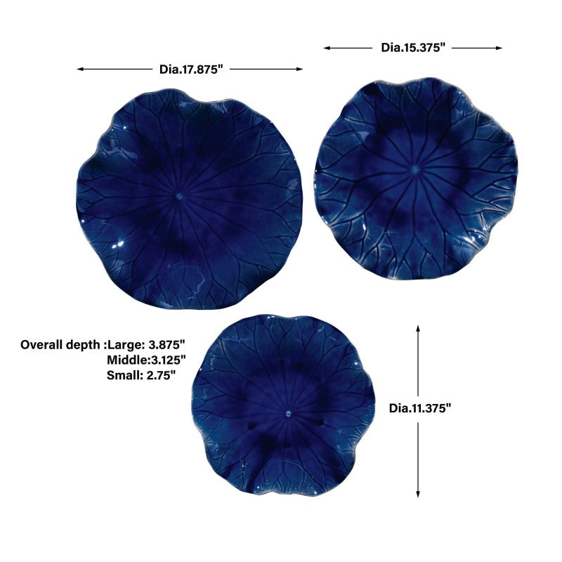 Abella - Ceramic Wall Decor (Set of 3) - Blue