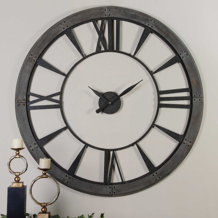 Ronan - Wall Clock, Large - Dark Brown