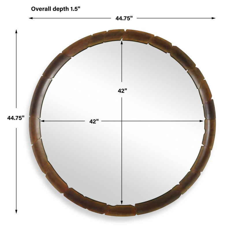 Auger - Amber Glass Round Mirror - Bronze