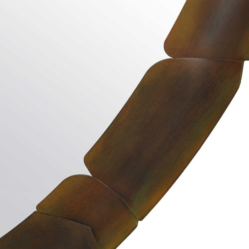 Auger - Amber Glass Round Mirror - Bronze