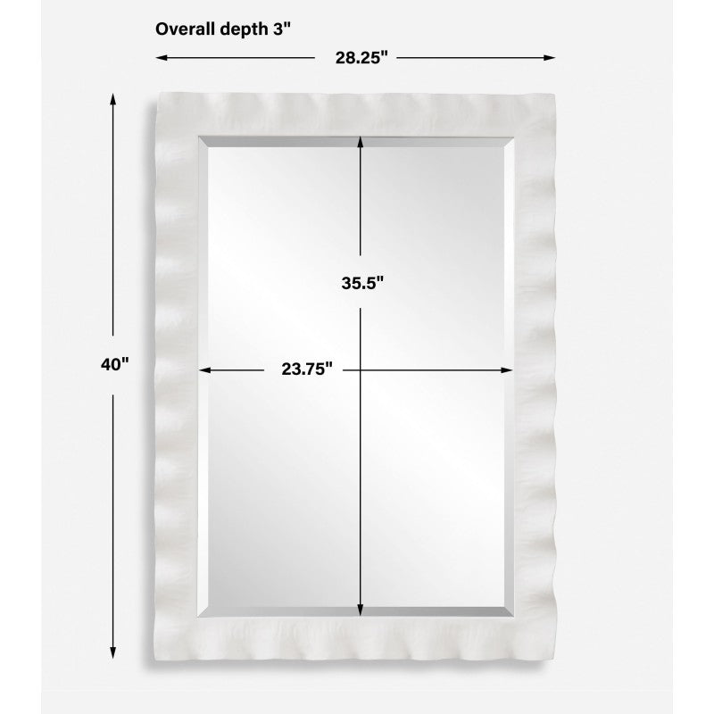 Haya - White Scalloped Mirror