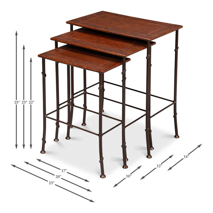 Kew Gardens Leather Nesting Tables
