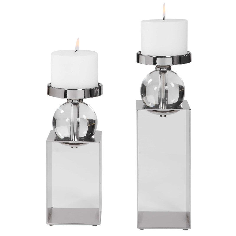 Lucian - Candleholders (Set of 2) - Nickel