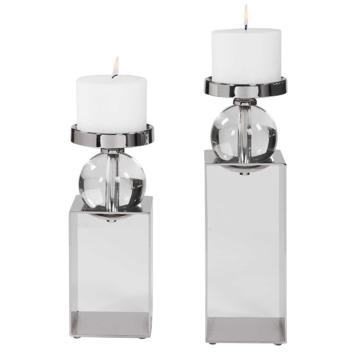 Lucian - Candleholders (Set of 2) - Nickel