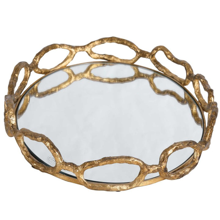 Cable - Chain Mirrored Tray - Gold