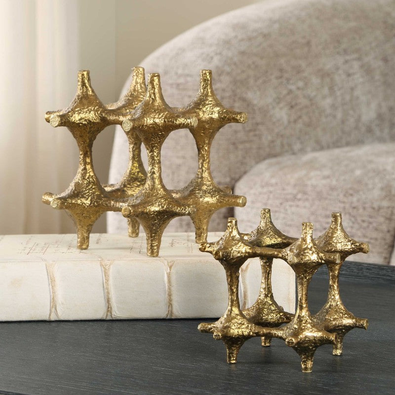 Gilded - Connection Modern Sculptures (Set of 2) - Brass / Gold