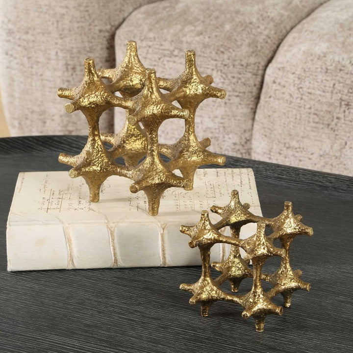 Gilded - Connection Modern Sculptures (Set of 2) - Brass / Gold
