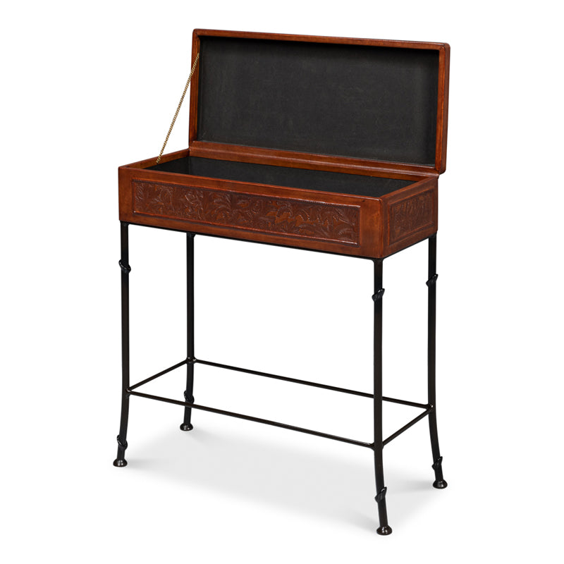 Botanical Leather Box On Stand