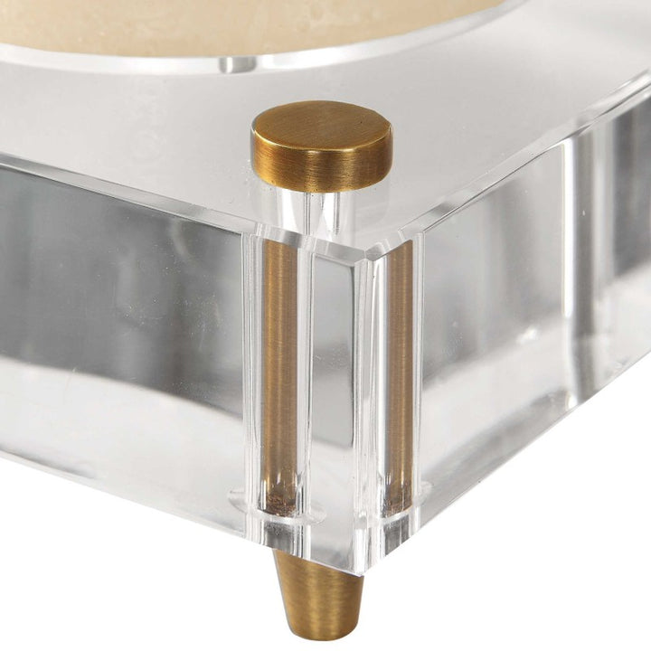 Claire - Crystal Block Candleholders (Set of 2) - Beige