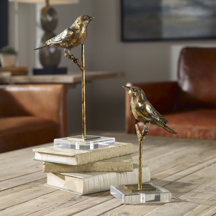 Passerines - Bird Sculptures (Set of 2) - Light Brown