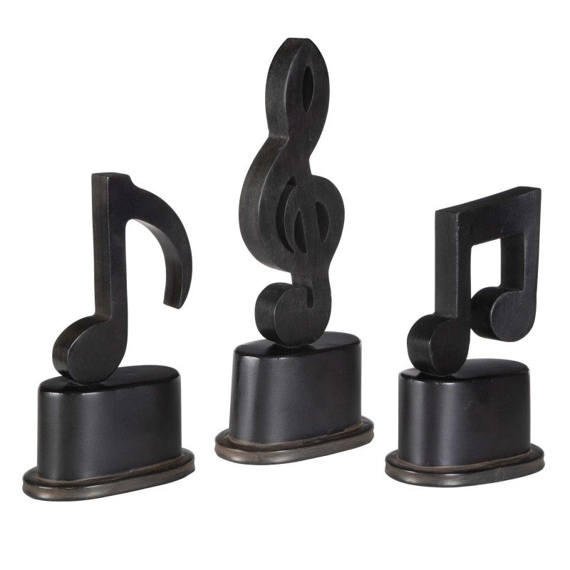 Music Notes - Metal Figurines (Set of 3) - Black