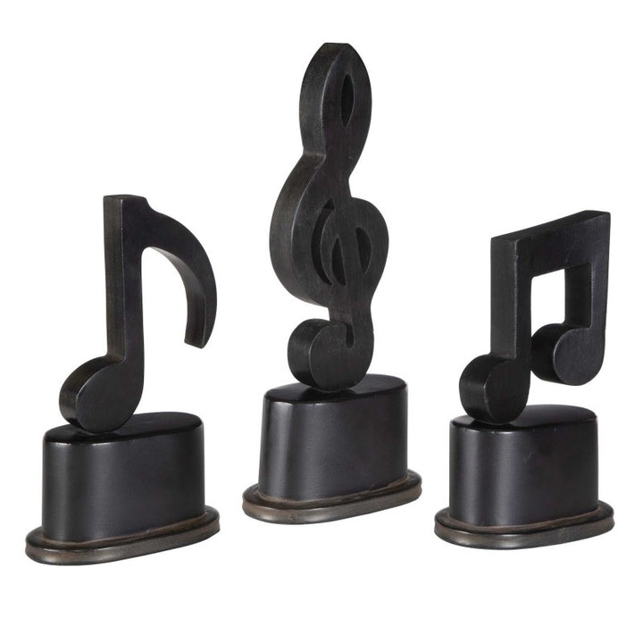 Music Notes - Metal Figurines (Set of 3) - Black