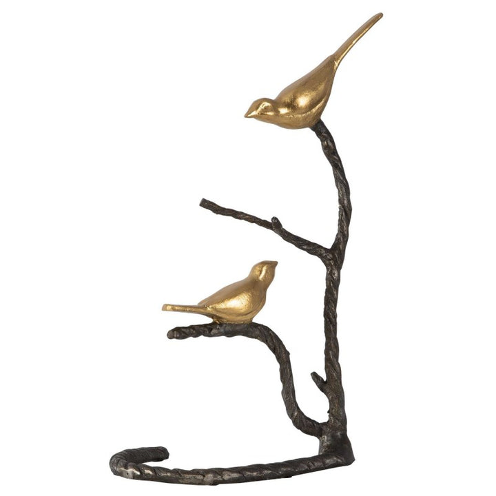Birds On A Limb - Sculpture - Black & Gold