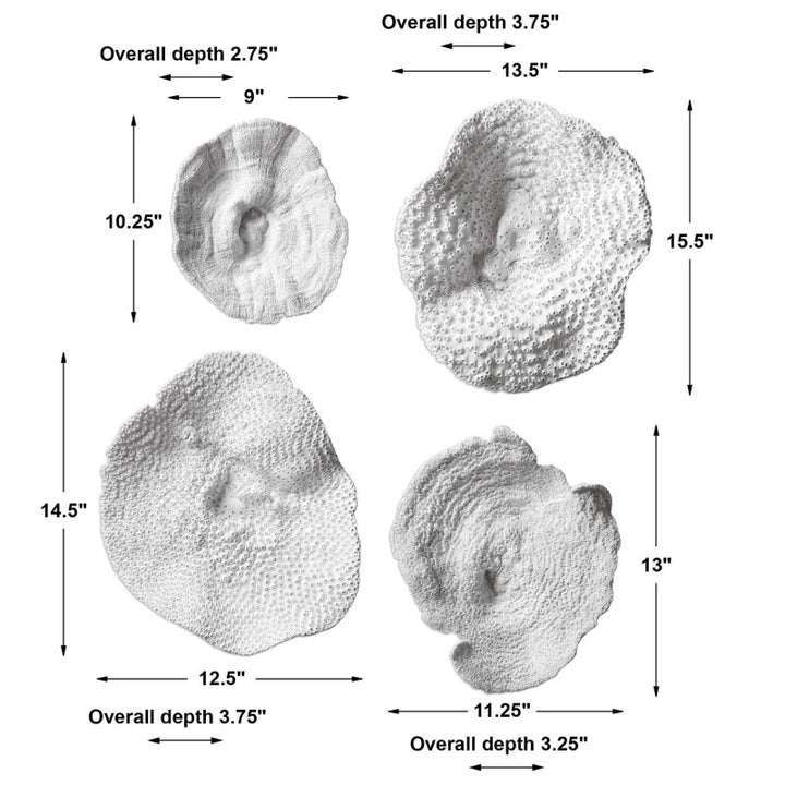 Sea Coral - Wall Art (Set of 4) - White