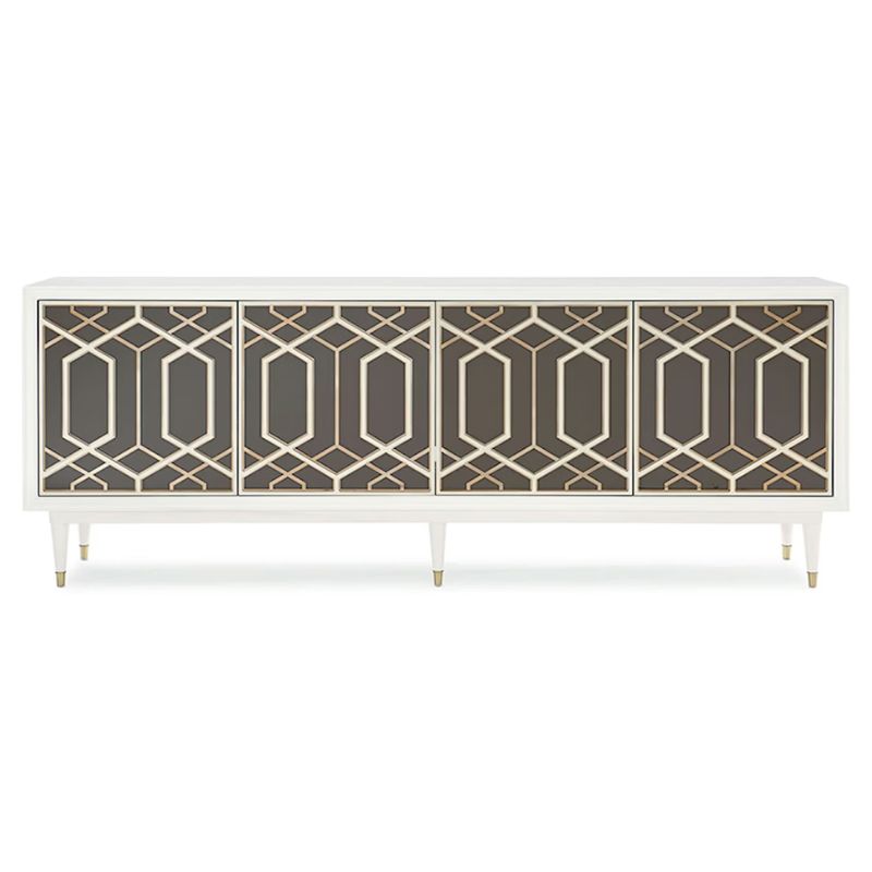 Cabinet with geometric pattern on a white background