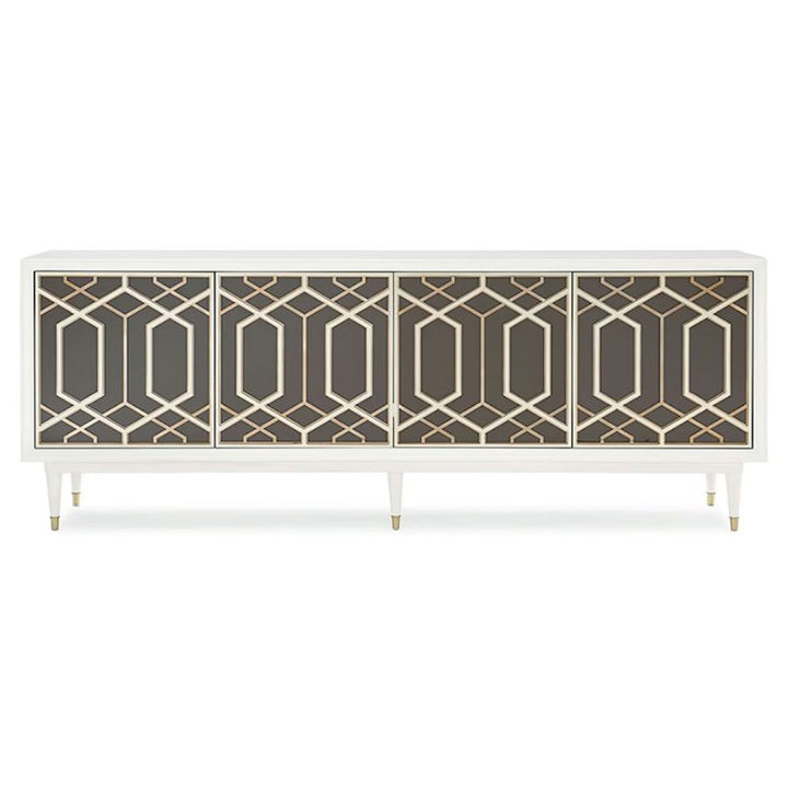 Cabinet with geometric pattern on a white background