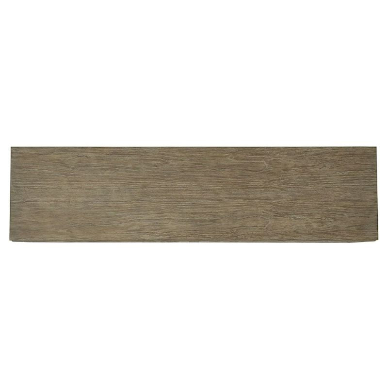 Rectangular wooden top view of Credenza top on a white background