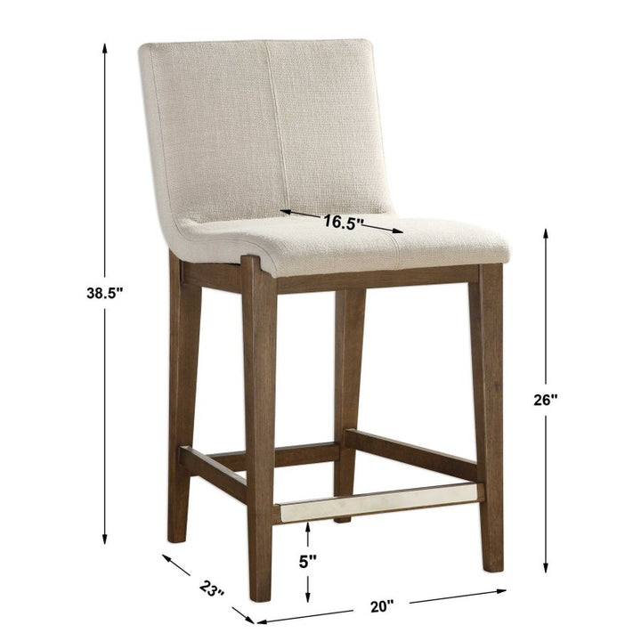 Klemens - Linen Counter Stool - White