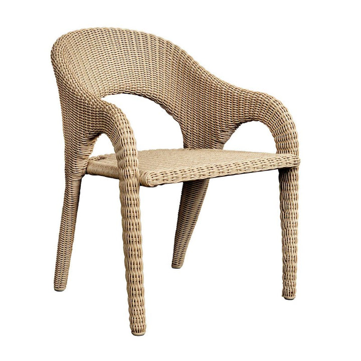 Kavali - Outdoor Wicker Dining Armchair - Woodtone