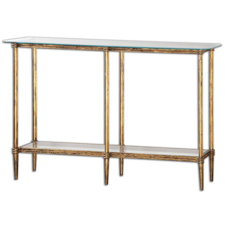 Elenio - Glass Console Table - Gold