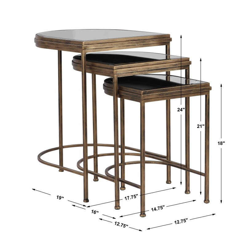 India - Nesting Tables (Set of 3) - Light Brown & Black