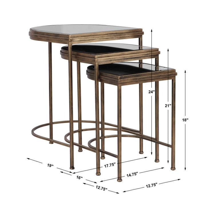 India - Nesting Tables (Set of 3) - Light Brown & Black