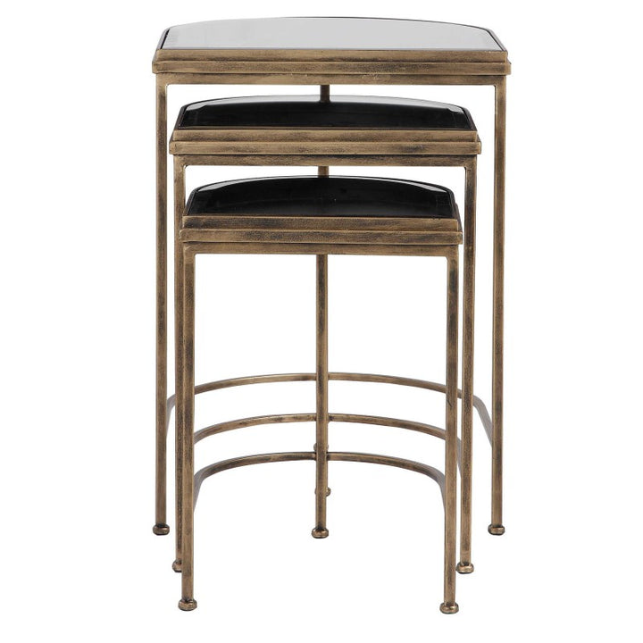 India - Nesting Tables (Set of 3) - Light Brown & Black