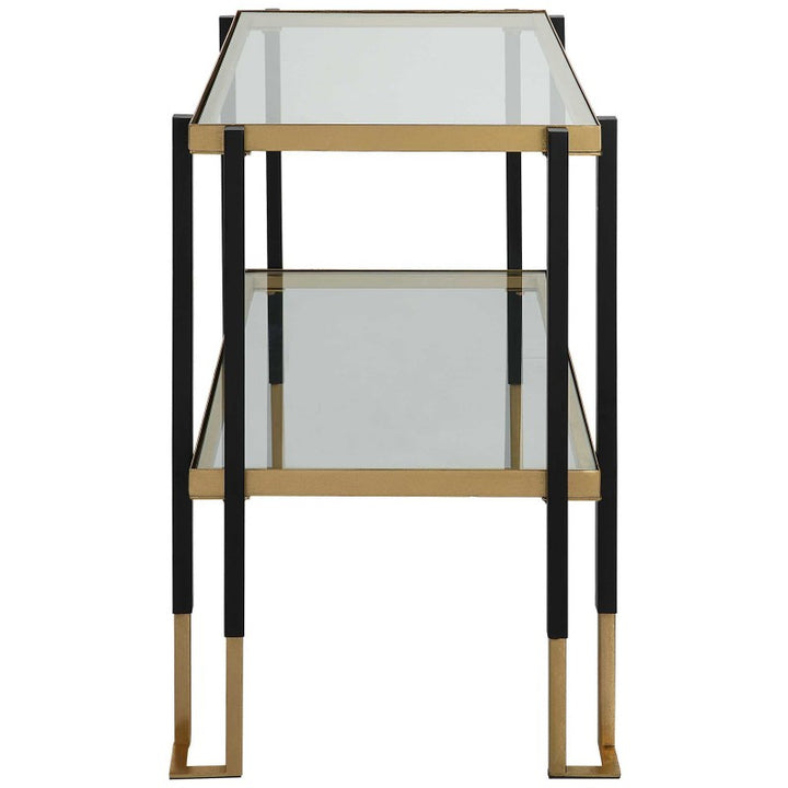 Kentmore - Glass Side Table - Black & Gold