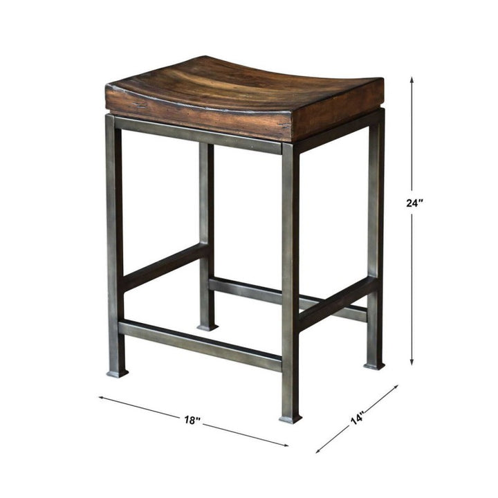 Beck - Wood Counter Stool - Dark Brown & Black