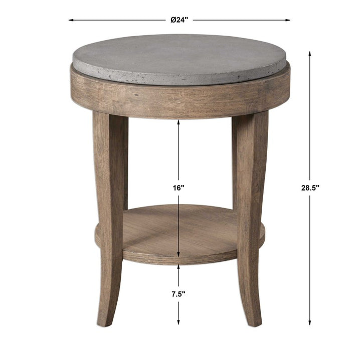Deka - Round Side Table - Gray & Light Brown