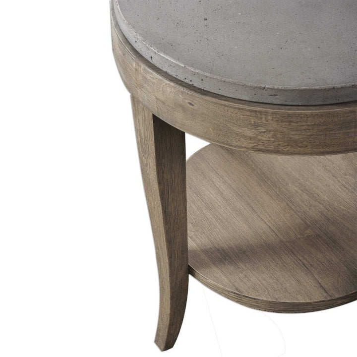 Deka - Round Side Table - Gray & Light Brown