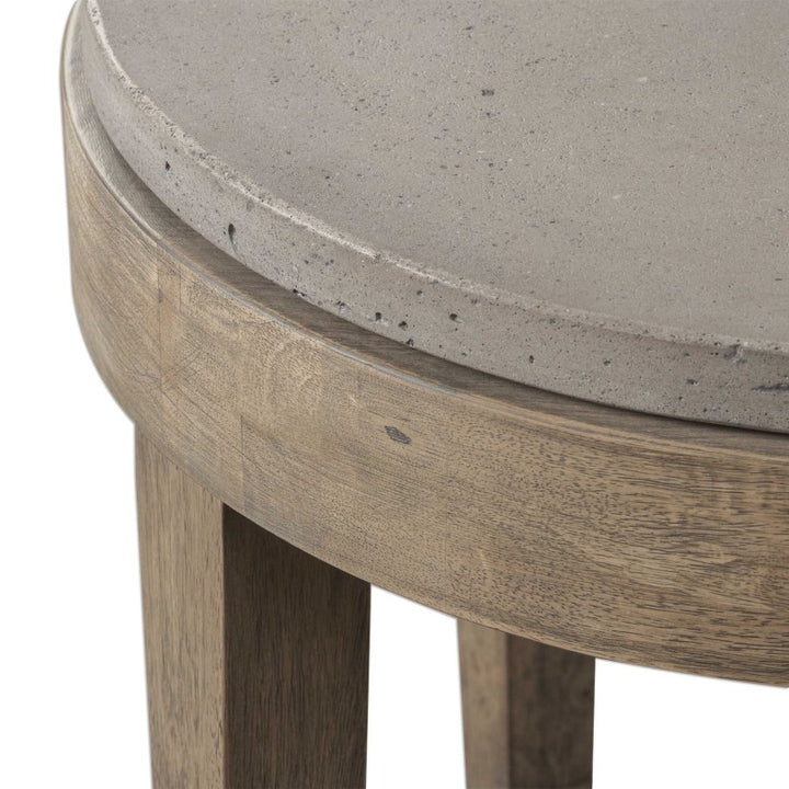 Deka - Round Side Table - Gray & Light Brown