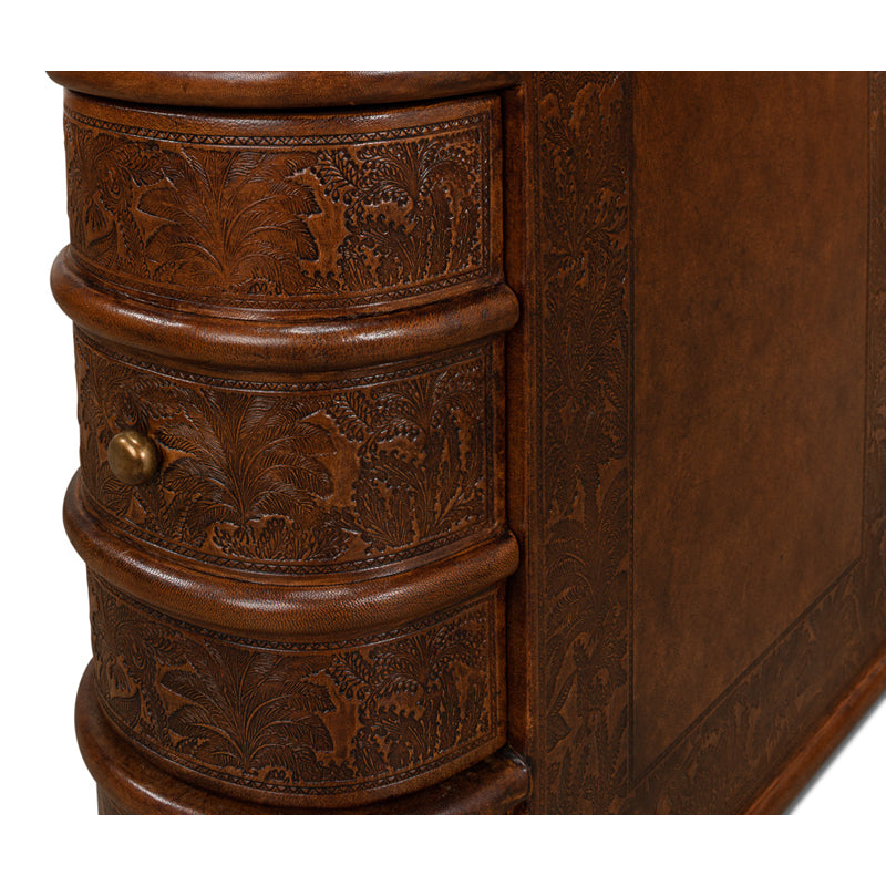 Barnes Leather Book Side Table