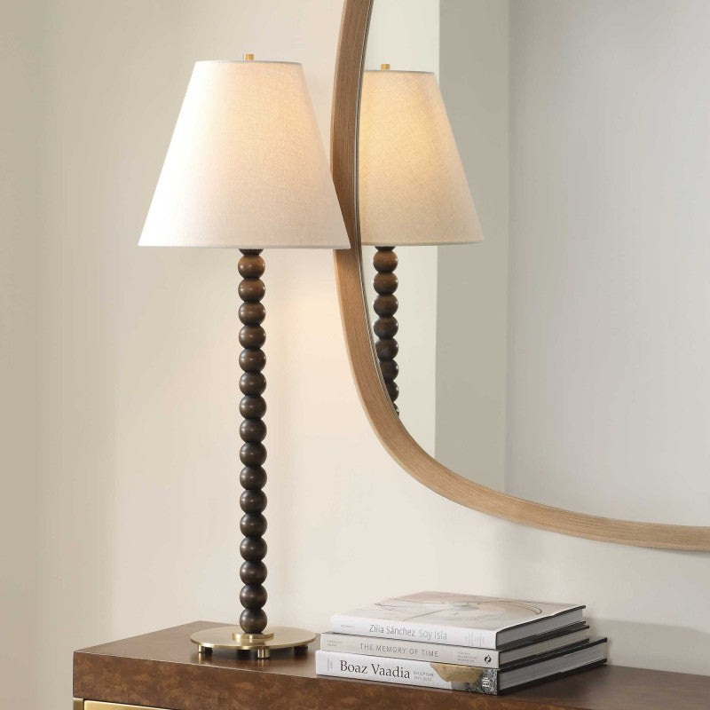 Gallus - Wood Spheres Table Lamp - Brown / Woodtone