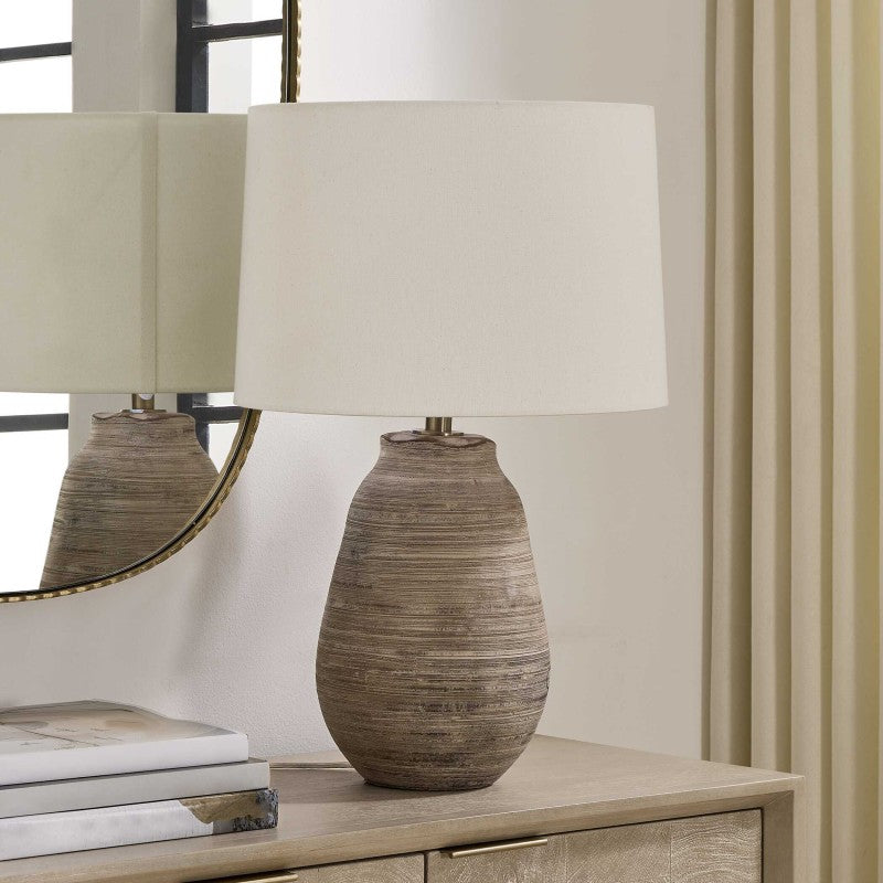 Tonachio - Etched Urn Table Lamp - Brown