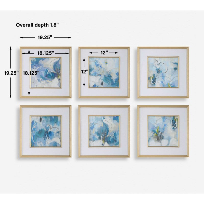 Fresh Start - Blue Abstract Prints (Set of 6)