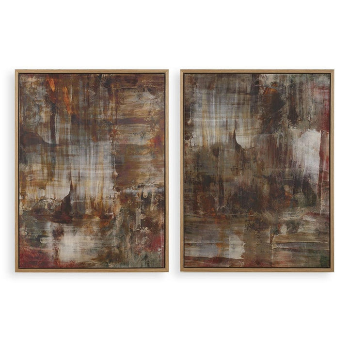 Molten Patina - Framed Canvases (Set of 2) - Dark Brown