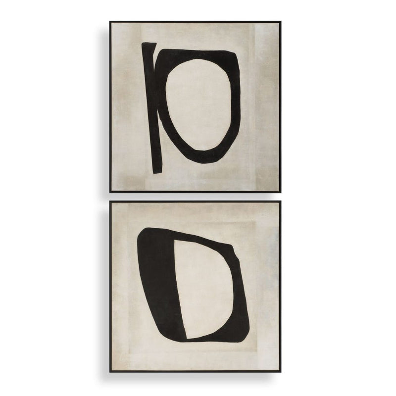 Characters - Abstract Art (Set of 2) - Black / Beige