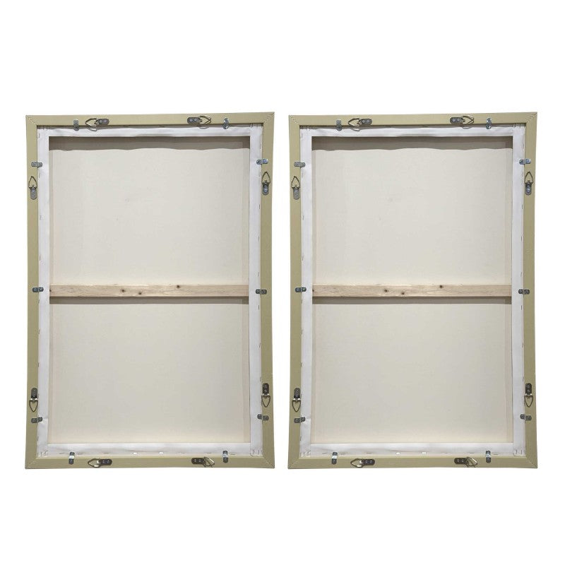 Abstract Afternoon - Framed Canvases (Set of 2) - Blue / Green / Pink / White / Woodtone / Yellow