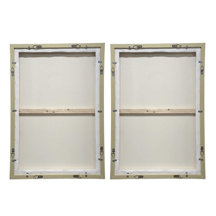 Abstract Afternoon - Framed Canvases (Set of 2) - Blue / Green / Pink / White / Woodtone / Yellow