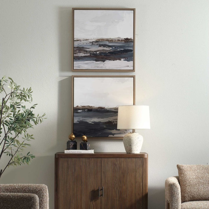 Bring Me In - Framed Landscape Painting (Set of 2) - Blue / Brown / Pink / Purple / White