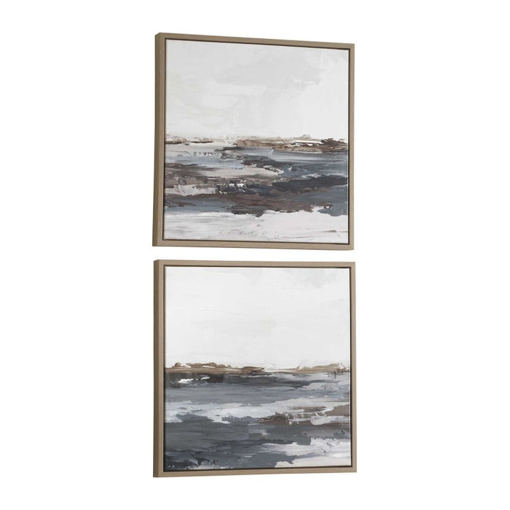 Bring Me In - Framed Landscape Painting (Set of 2) - Blue / Brown / Pink / Purple / White