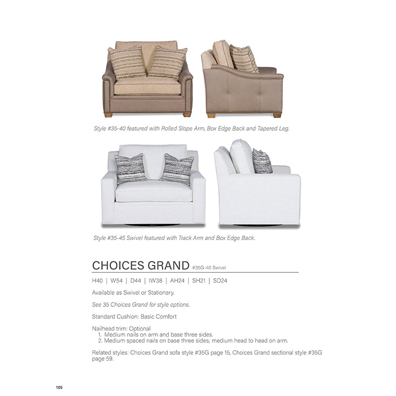 Choices Grande Swivel Chair and a half