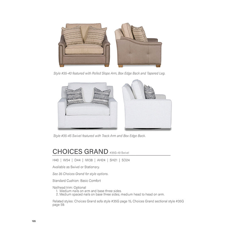 Choices Grande Swivel Chair and a half