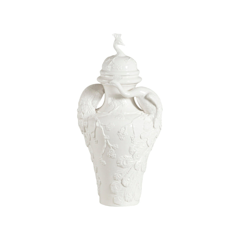Peacock Ceramic Urn