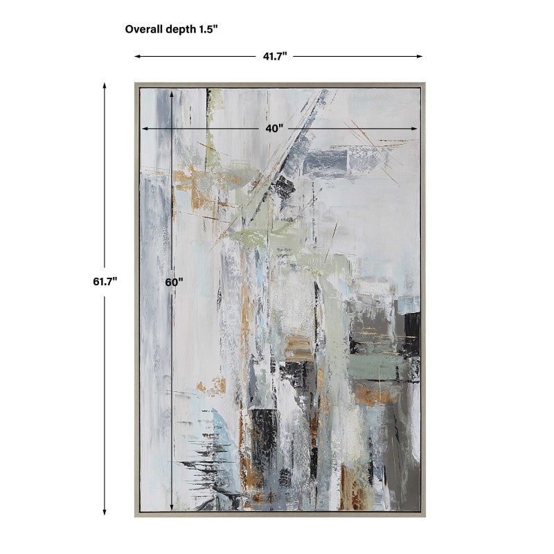 Natural Springs - Hand Painted Canvas Art - Pearl Silver