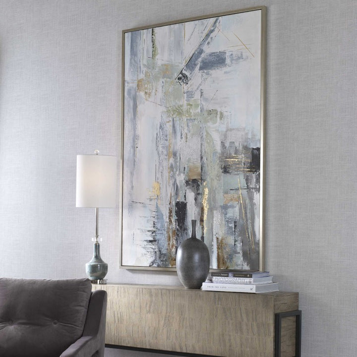 Natural Springs - Hand Painted Canvas Art - Pearl Silver